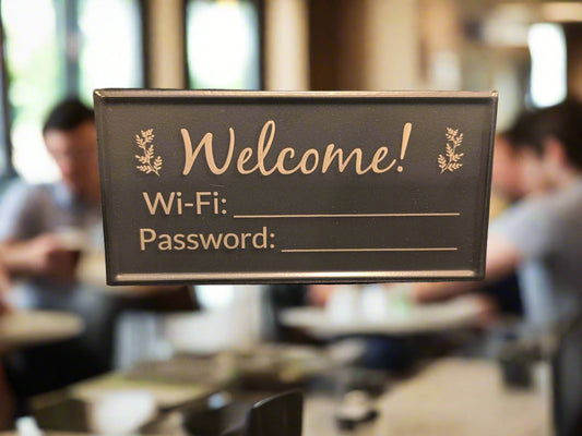 Welcome Wi-Fi Blackboard Stand – Engraved Metal