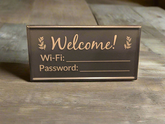 Welcome Wi-Fi Blackboard Stand – Engraved Metal